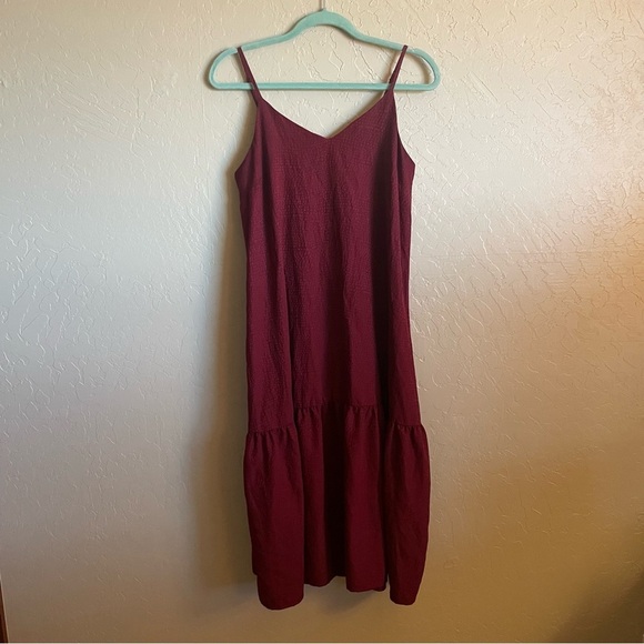 The Nines by HATCH Sleeveless Tiered Slip Maternity Dress red satin size small - Picture 2 of 7